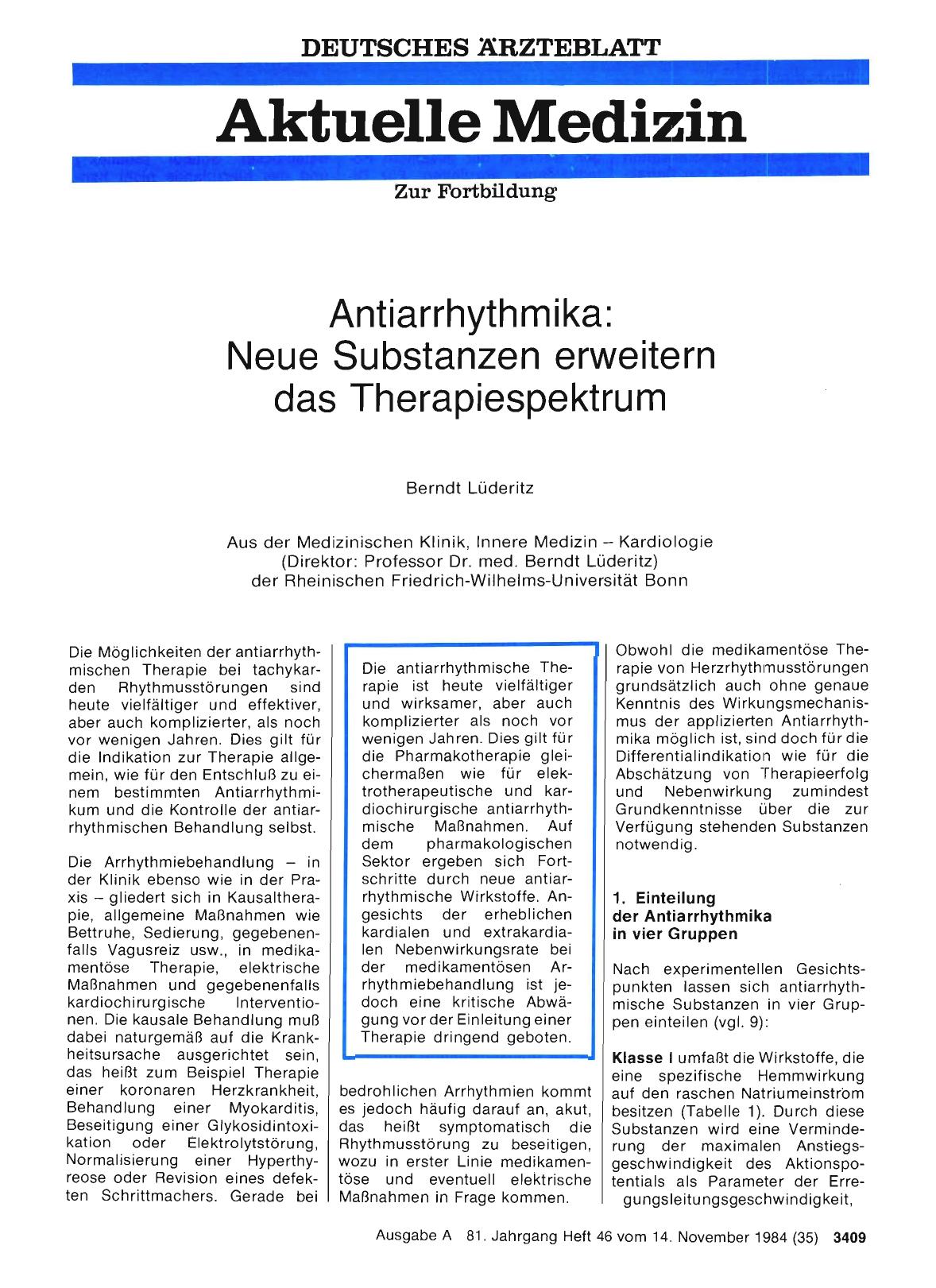 Vorschauseite 1: Antiarrhythmika: Neue Substanzen erweitern das Therapiespektrum
