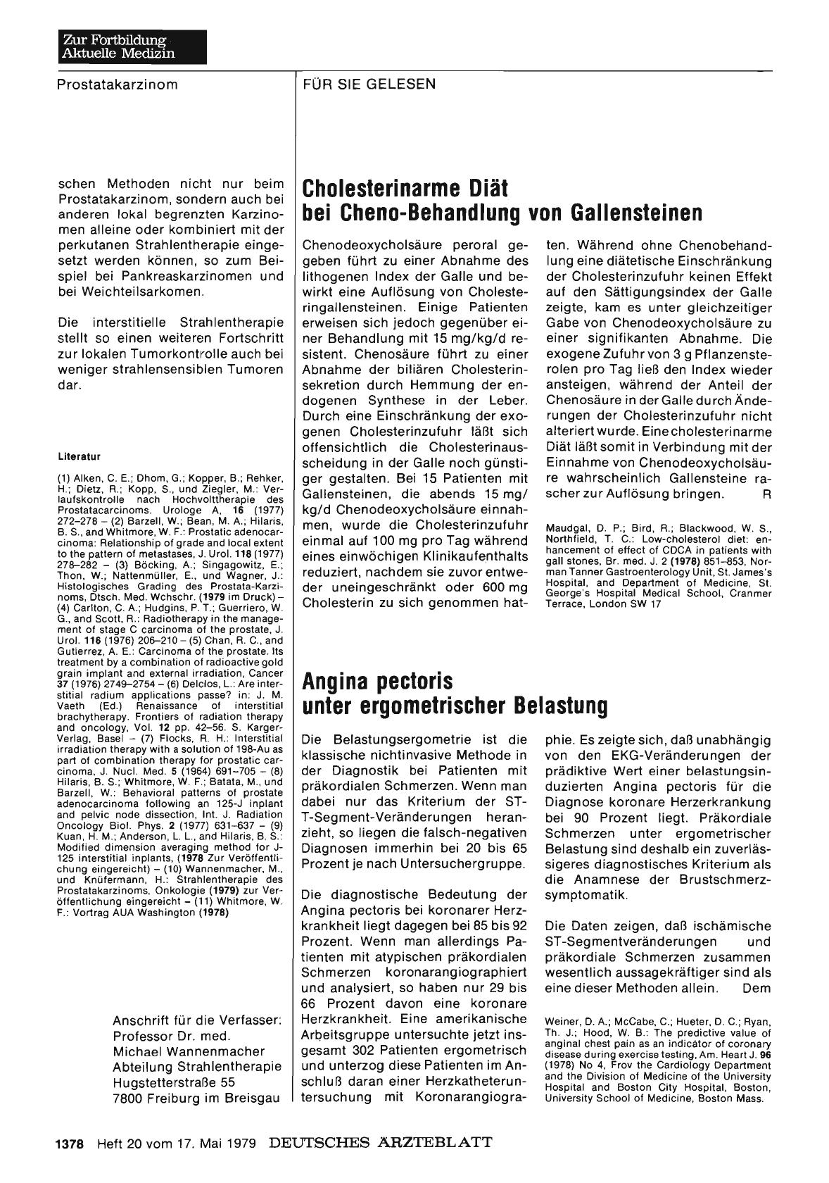 Vorschauseite 1: Cholesterinarme Diät bei Cheno-Behandlung von Gallensteinen