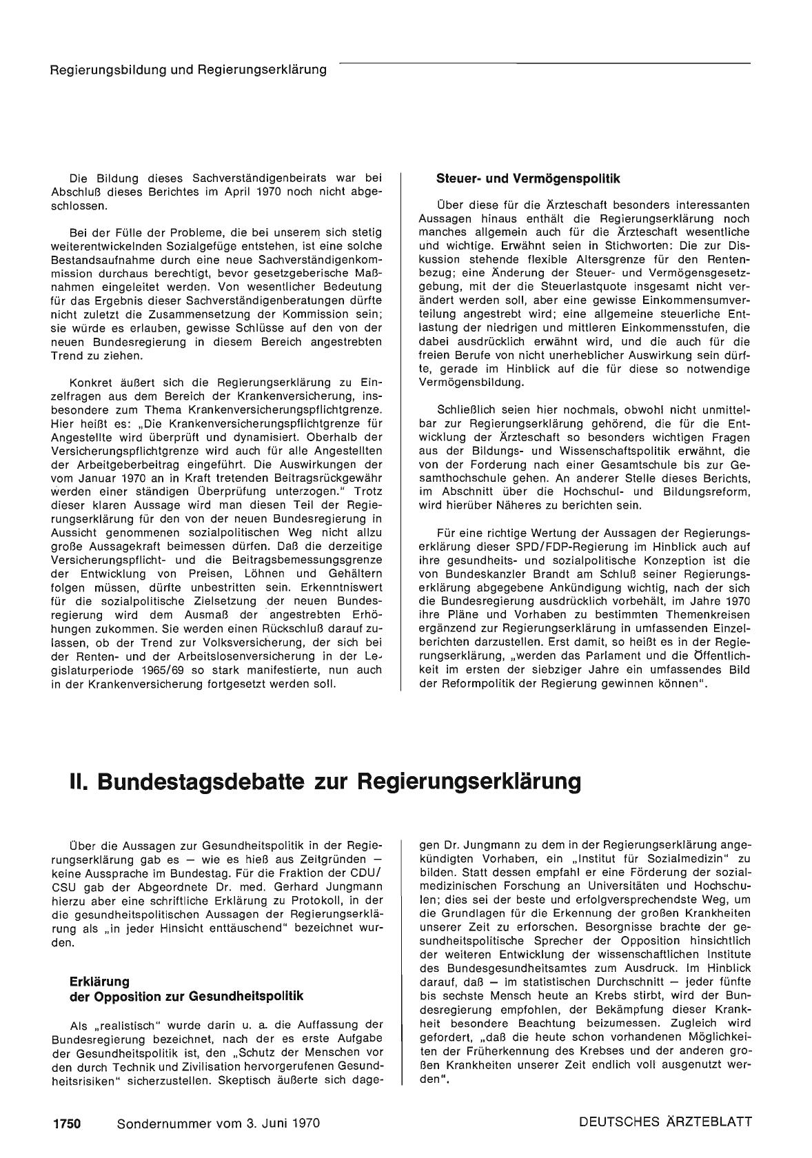 Vorschauseite 1: A. II: Bundestagsdebatte zur Regierungserklärung