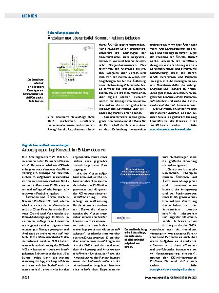 Vorschauseite 1: Behandlungsgespräche: Ärztekammer überarbeitet Kommunikationsleitfaden