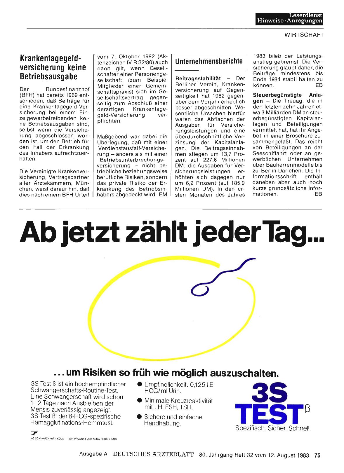 Vorschauseite 1: Krankentagegeldversicherung — keine Betriebsausgabe