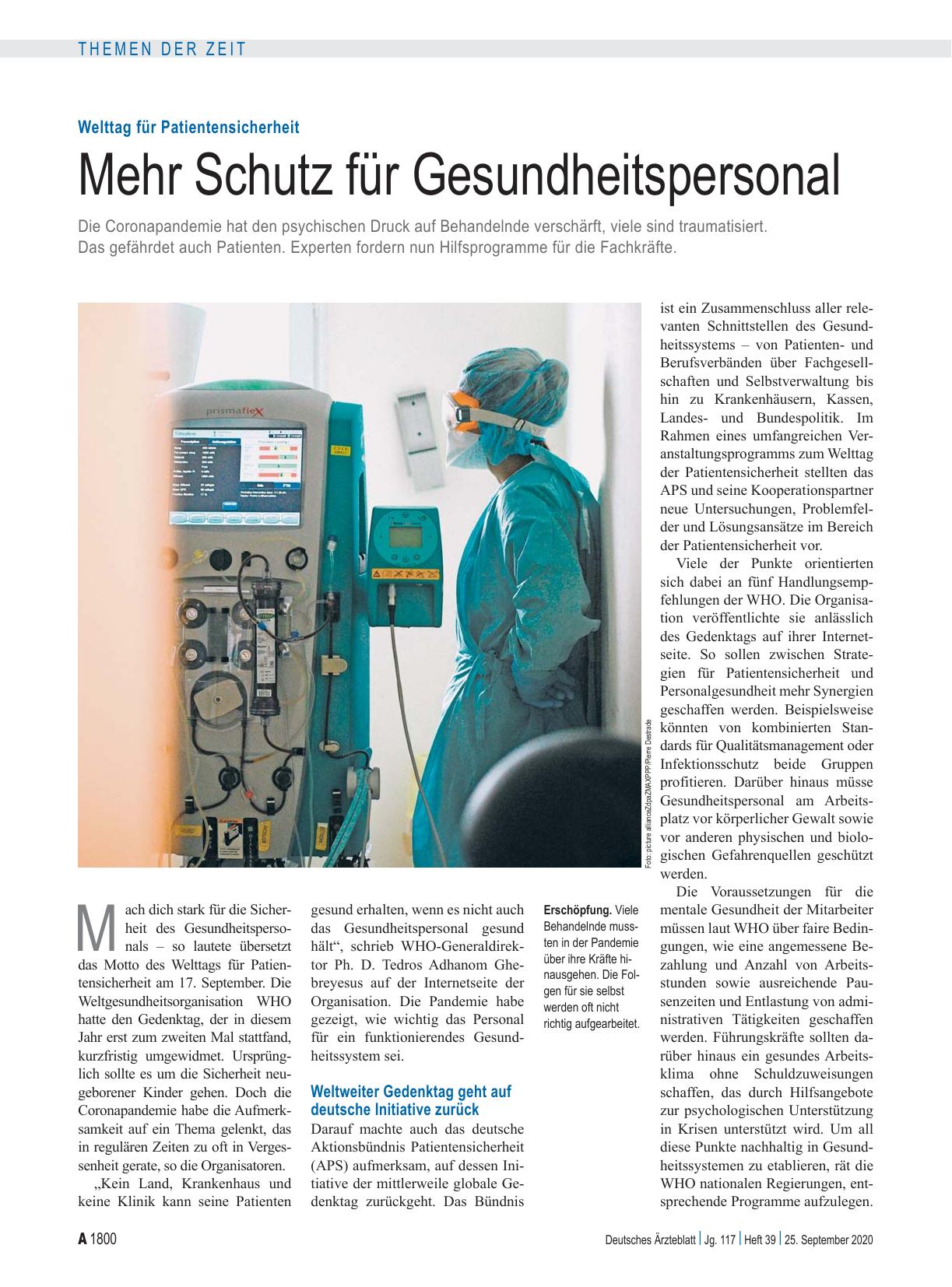 Vorschauseite 1: Welttag für Patientensicherheit: Mehr Schutz für Gesundheitspersonal