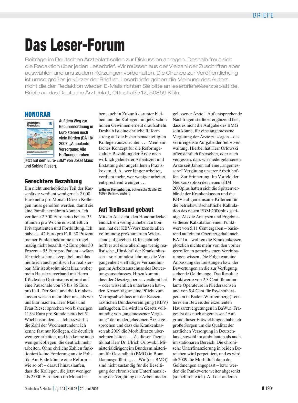 Vorschauseite 1: Das Leser-Forum