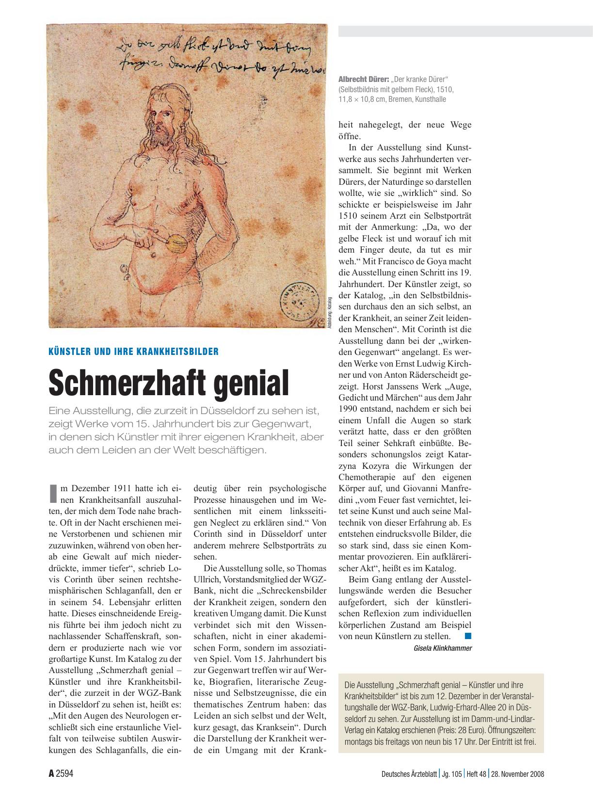 Vorschauseite 1: Künstler und ihre Krankheitsbilder: Schmerzhaft genial