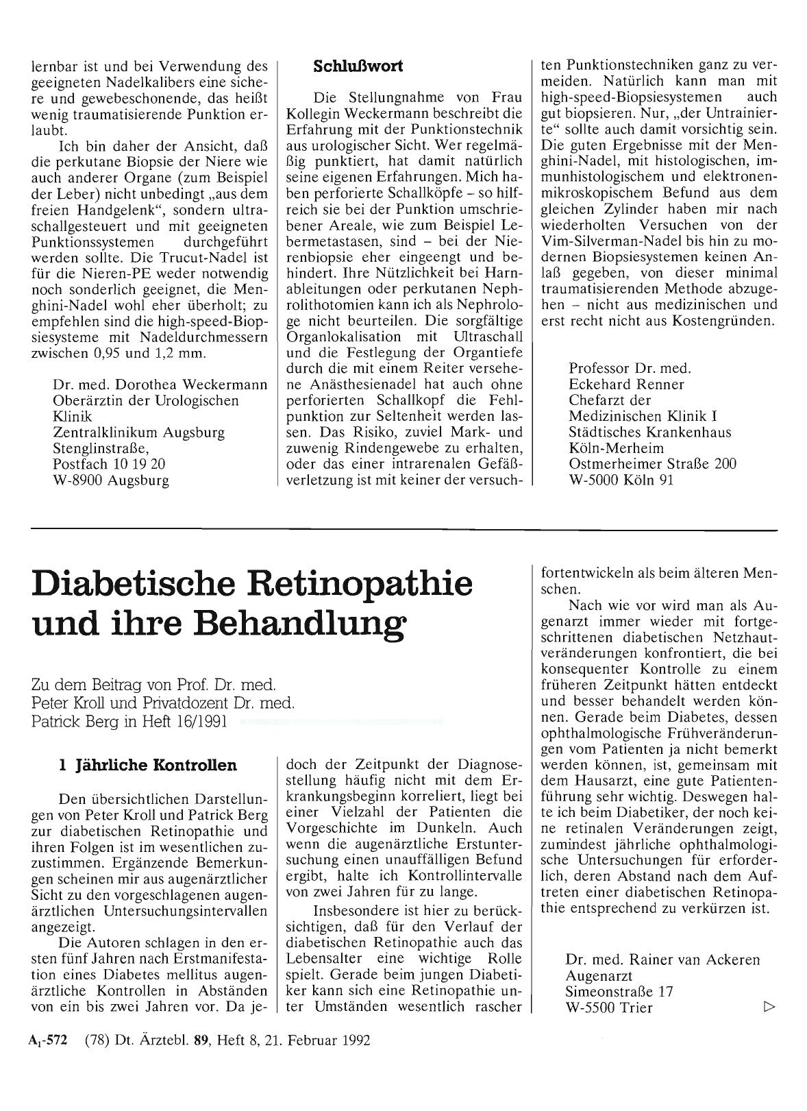 Vorschauseite 1: Diabetische Retinopathie und ihre Behandlung: Jährliche Kontrollen