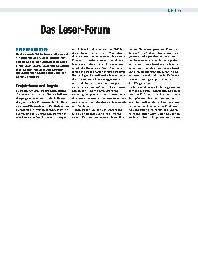 Vorschauseite 1: Pflegeroboter: Projektionen und Ängste
