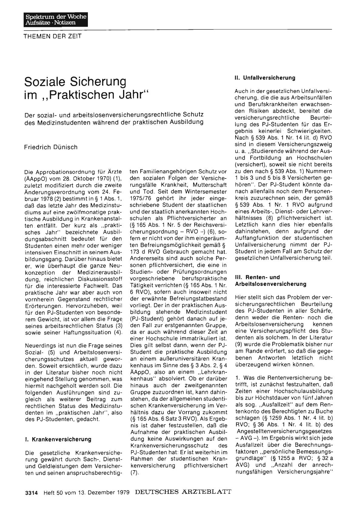 Vorschauseite 1: Soziale Sicherung im „Praktischen Jahr“: Der sozialund arbeitslosenversicherungsrechtliche Schutz des Medizinstudenten während der praktischen Ausbildung