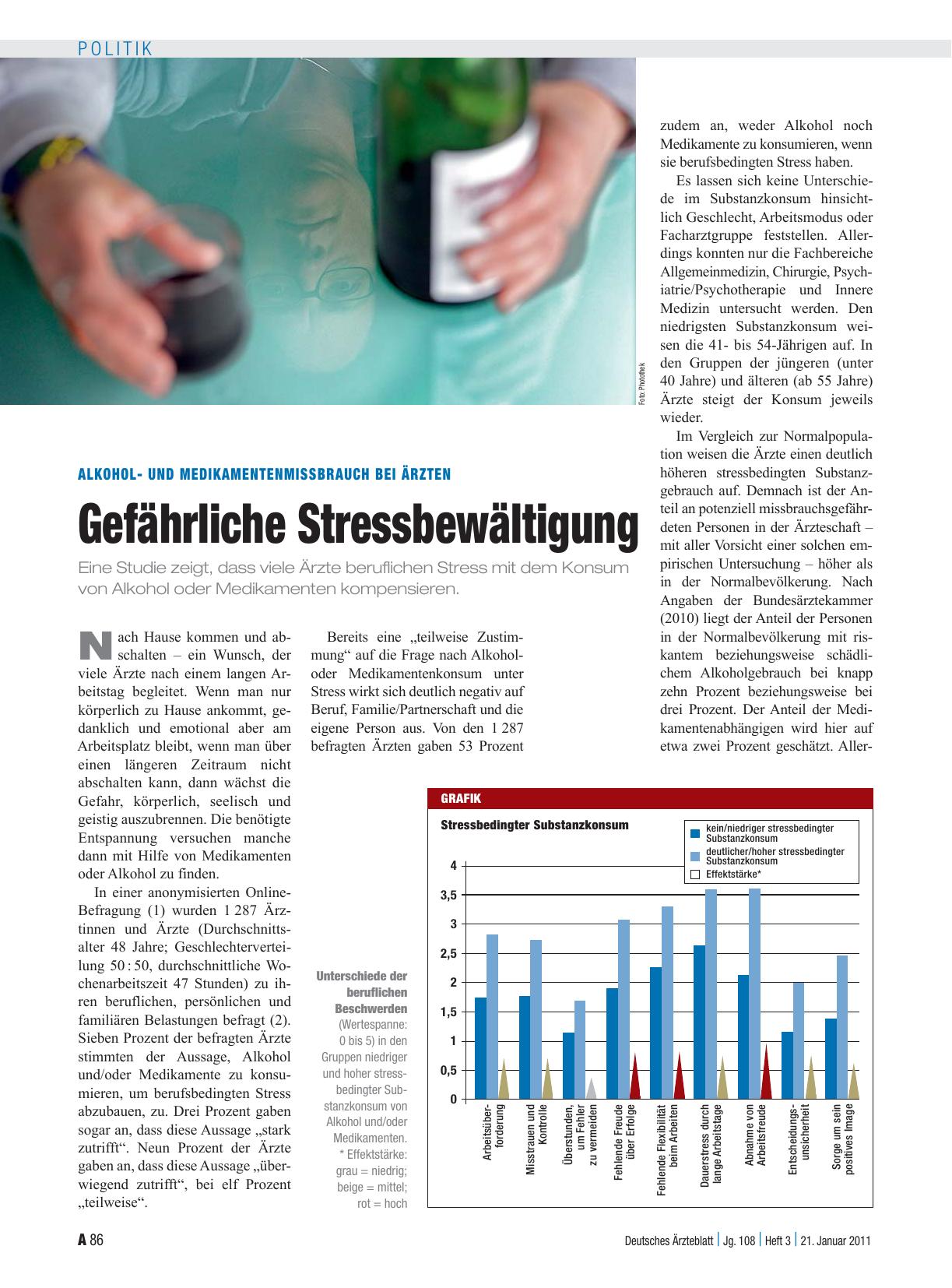 Vorschauseite 1: Alkoholund Medikamentenmissbrauch bei Ärzten: Gefährliche Stressbewältigung