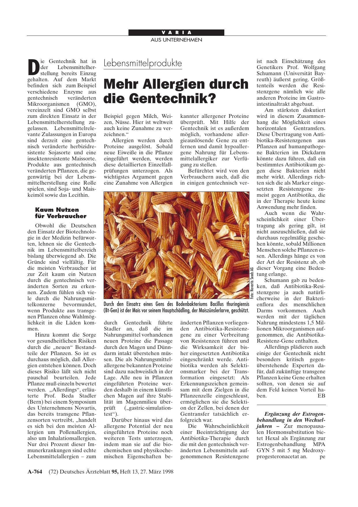 Vorschauseite 1: Lebensmittelprodukte: Mehr Allergien durch die Gentechnik?