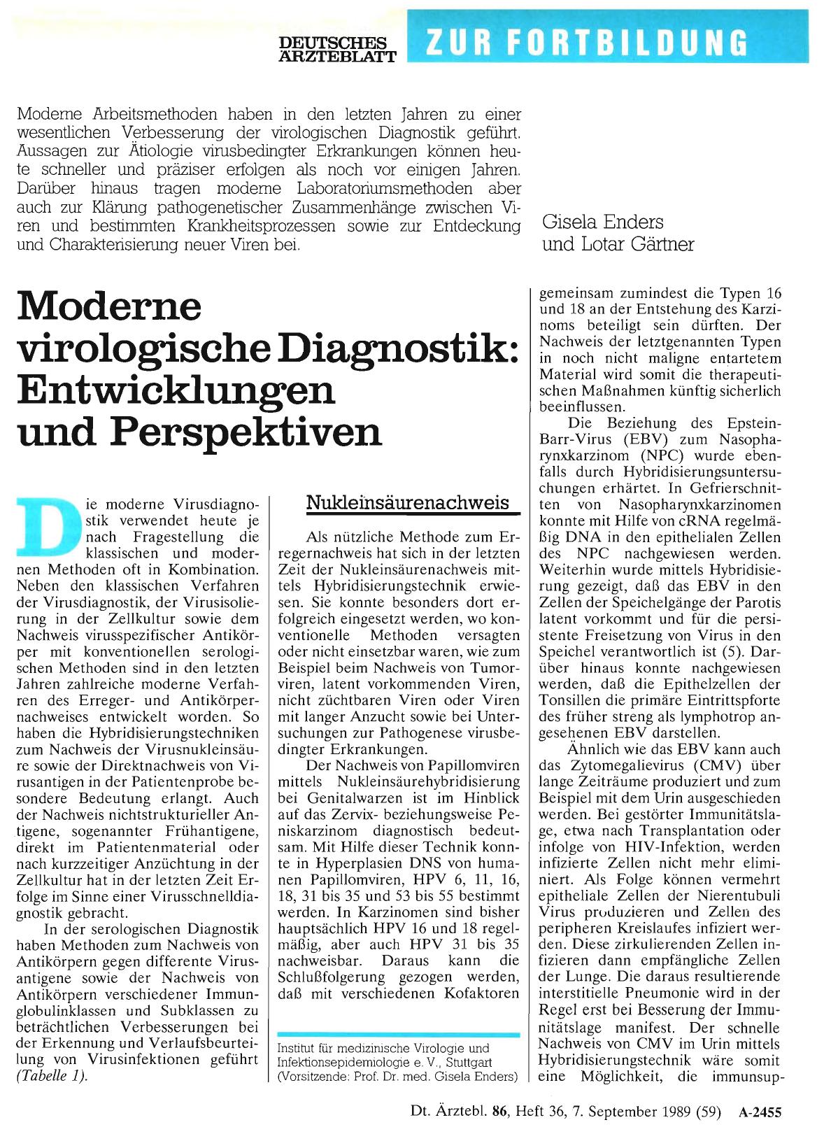 Vorschauseite 1: Moderne virologische Diagnostik: Entwicklungen und Perspektiven