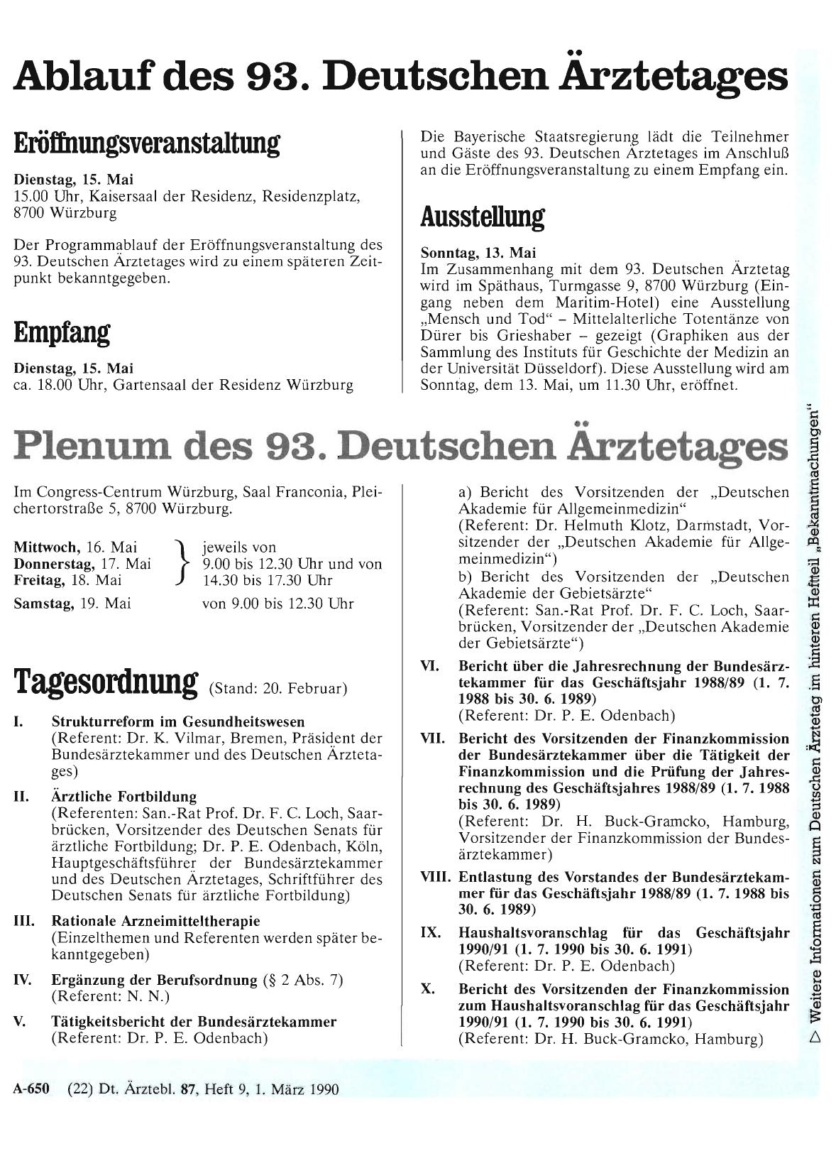 Vorschauseite 1: Ablauf des 93. Deutschen Ärztetages
