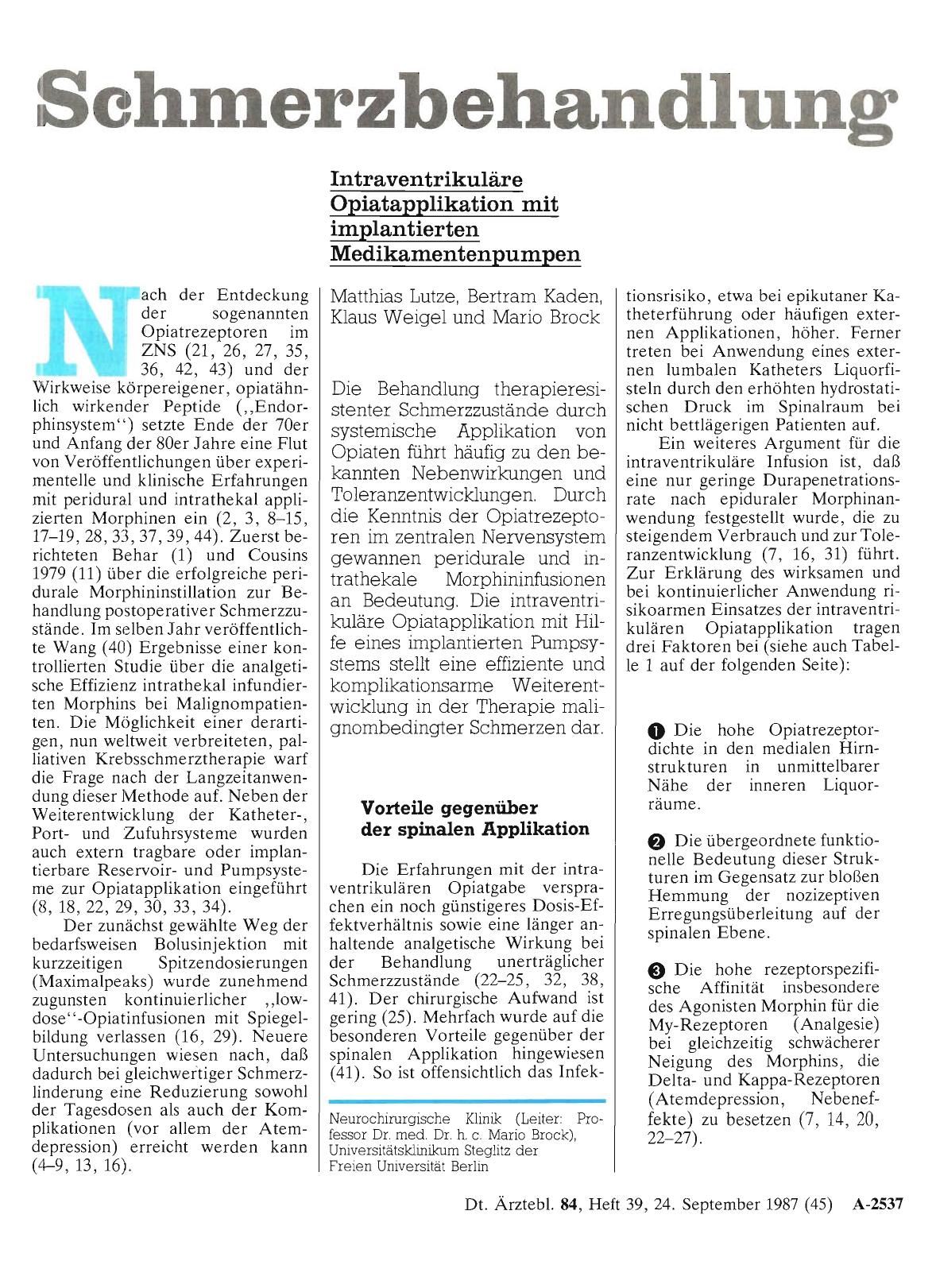 Vorschauseite 1: Schmerzbehandlung – Intraventrikuläre Opiatapplikation mit implantierten Medikamentenpumpen
