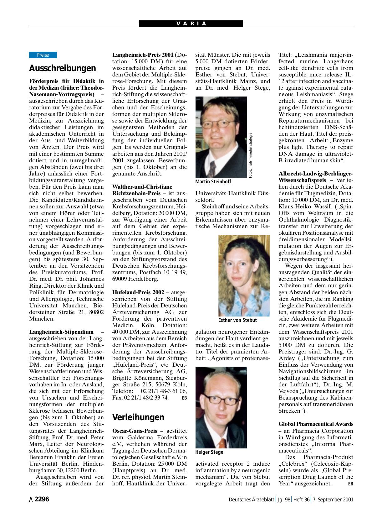 Vorschauseite 1: Ausschreibungen