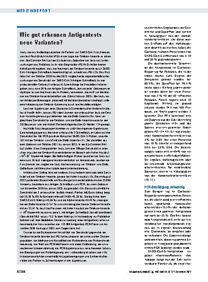 Vorschauseite 4: Antigentests auf SARS-CoV-2: Was die Aussagekraft bestimmt