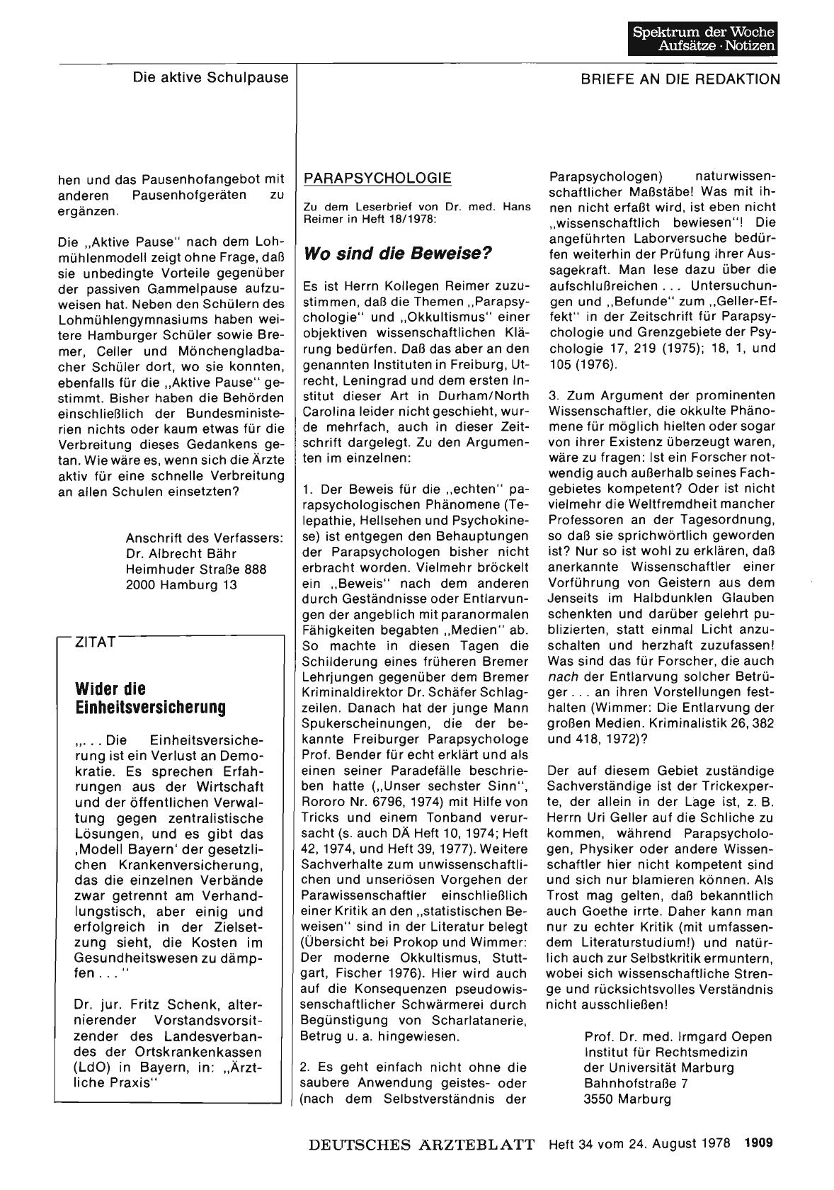 Vorschauseite 1: PARAPSYCHOLOGIE: Wo sind die Beweise?