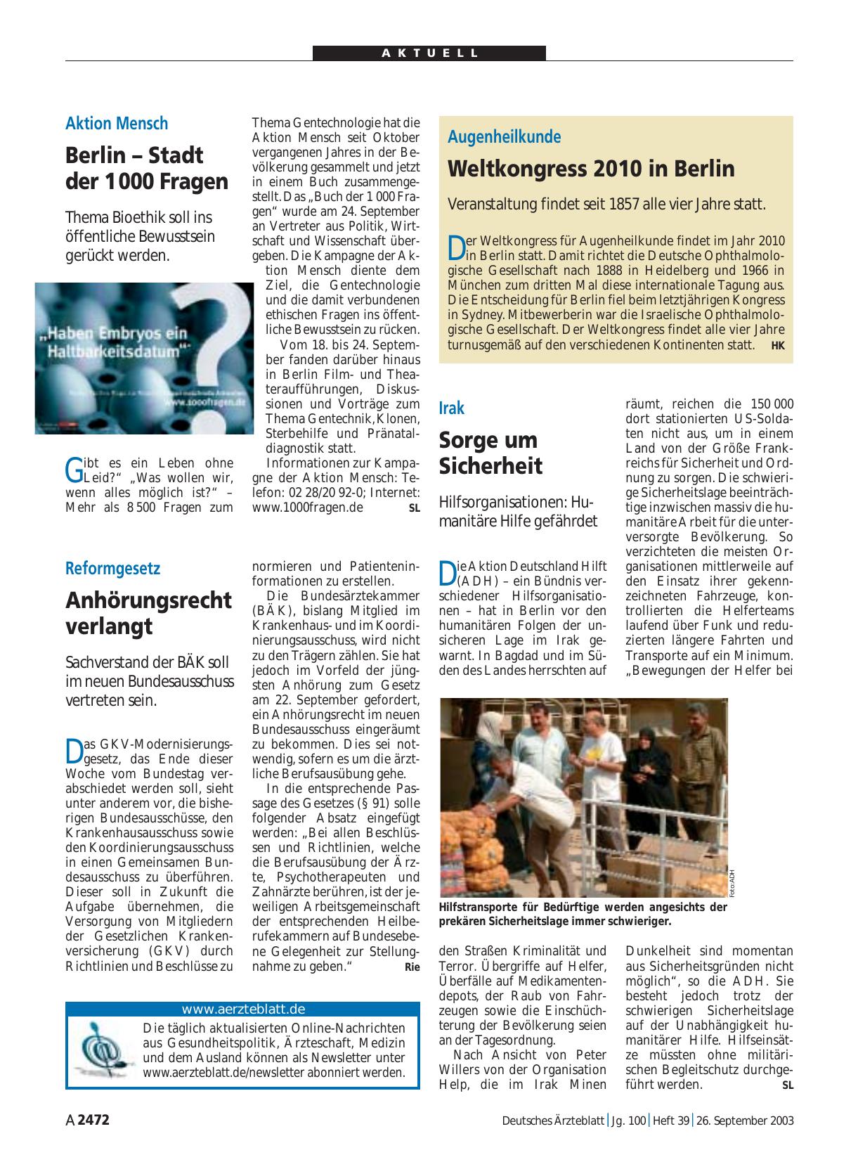 Vorschauseite 1: Reformgesetz: Anhörungsrecht verlangt
