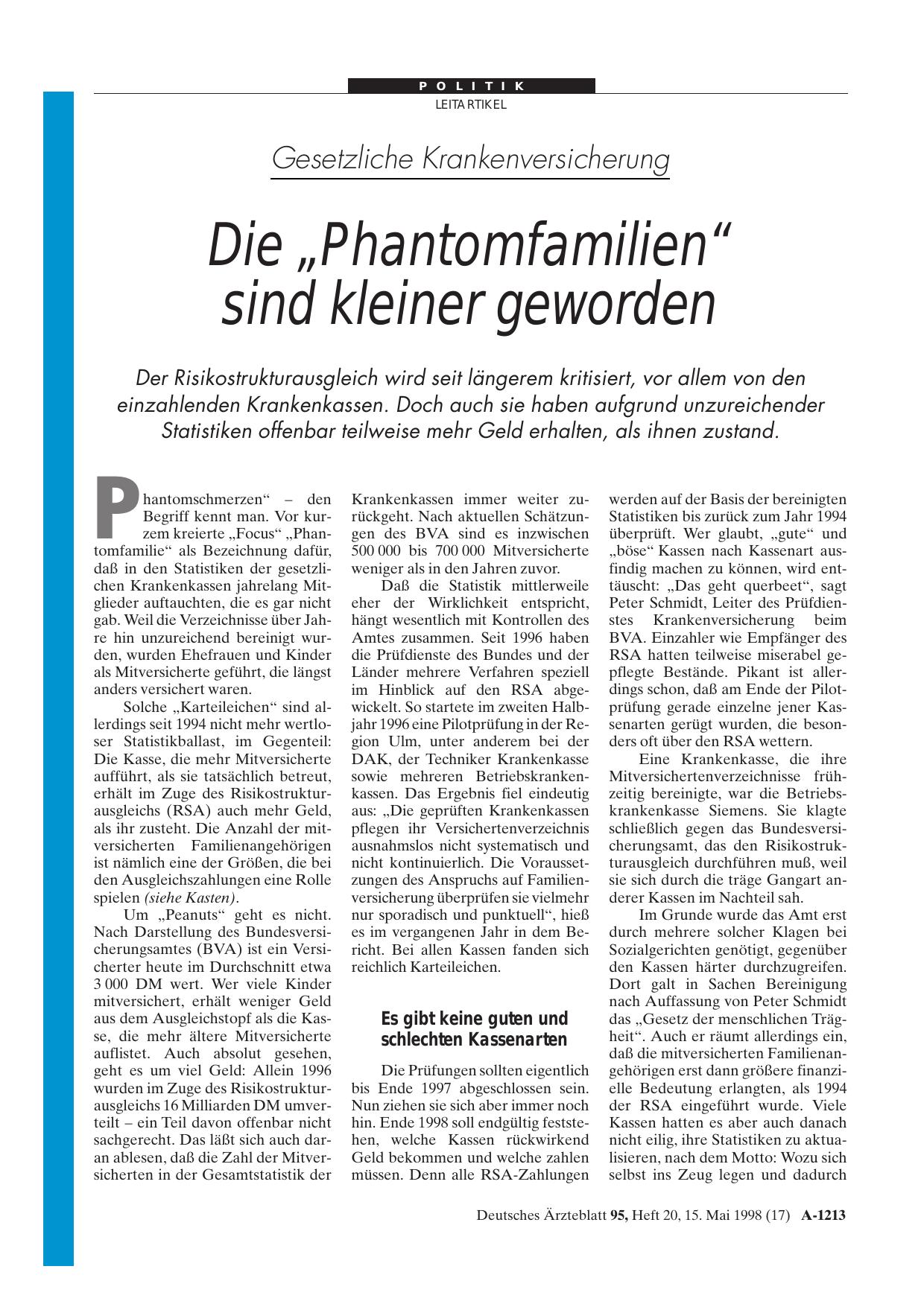 Vorschauseite 1: Gesetzliche Krankenversicherung: Die „Phantomfamilien“ sind kleiner geworden