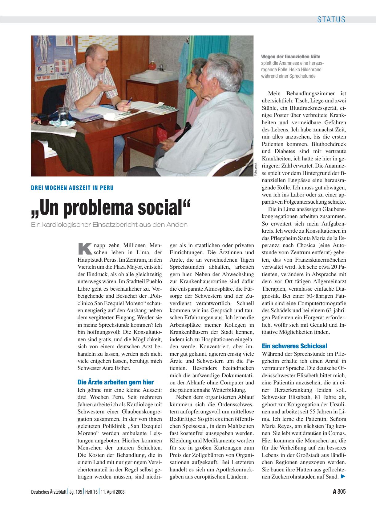 Vorschauseite 1: Drei Wochen Auszeit in Peru: „Un problema social“