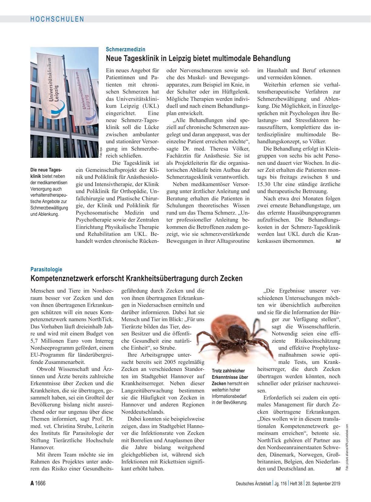 Vorschauseite 1: Schmerzmedizin: Neue Tagesklinik in Leipzig bietet multimodale Behandlung