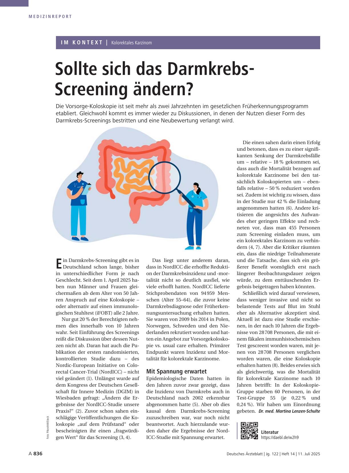 Vorschauseite 1: Kolorektales Karzinom: Sollte sich das Darmkrebs-Screening ändern?