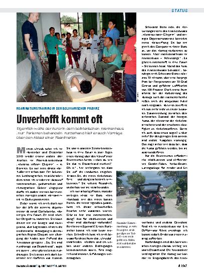 Vorschauseite 1: Reanimationstraining in der bolivianischen Provinz: Unverhofft kommt oft