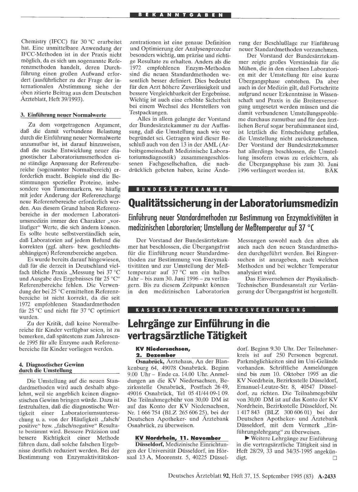 Vorschauseite 1: Lehrgänge zur Einführung in die vertragsärztliche Tätigkeit