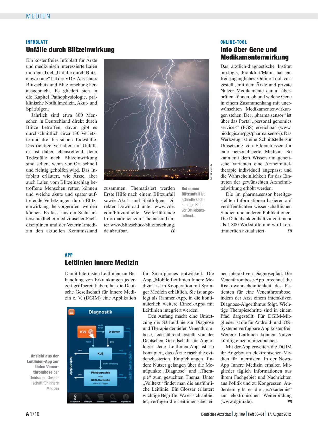 Vorschauseite 1: Infoblatt: Unfälle durch Blitzeinwirkung