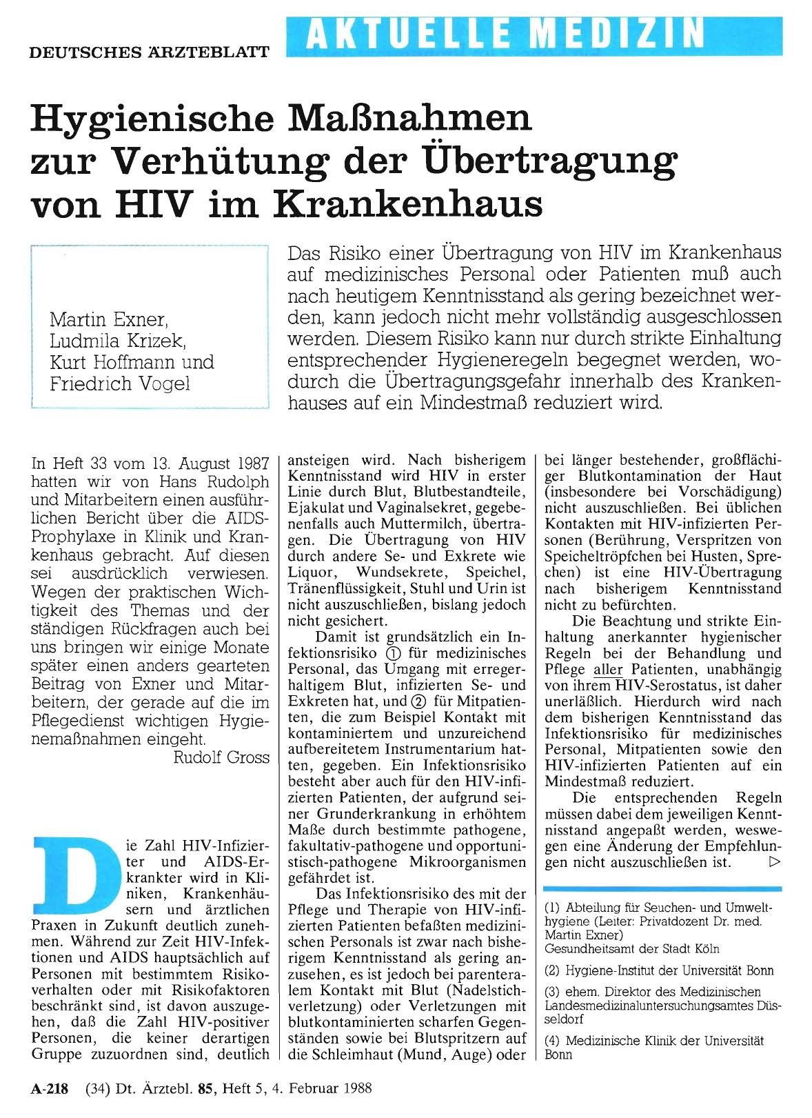 Vorschauseite 1: Hygienische Maßnahmen zur Verhütung der Übertragung von HIV im Krankenhaus