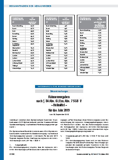 Vorschauseite 1: Rahmenvorgaben nach § 84 Abs. 6 i. V. m. Abs. 7 SGB V – Heilmittel – für das Jahr 2019