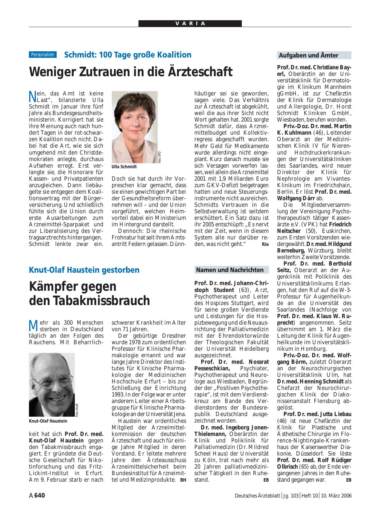 Vorschauseite 1: Knut-Olaf Haustein gestorben: Kämpfer gegen den Tabakmissbrauch