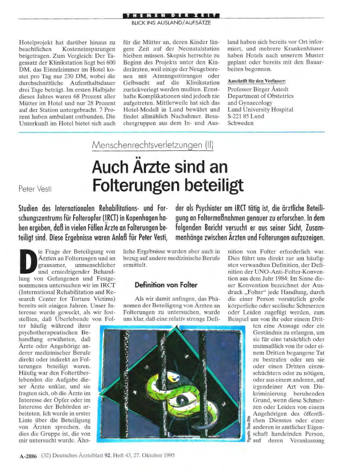 Vorschauseite 1: Menschenrechtsverletzungen (II): Auch Ärzte sind an Folterungen beteiligt