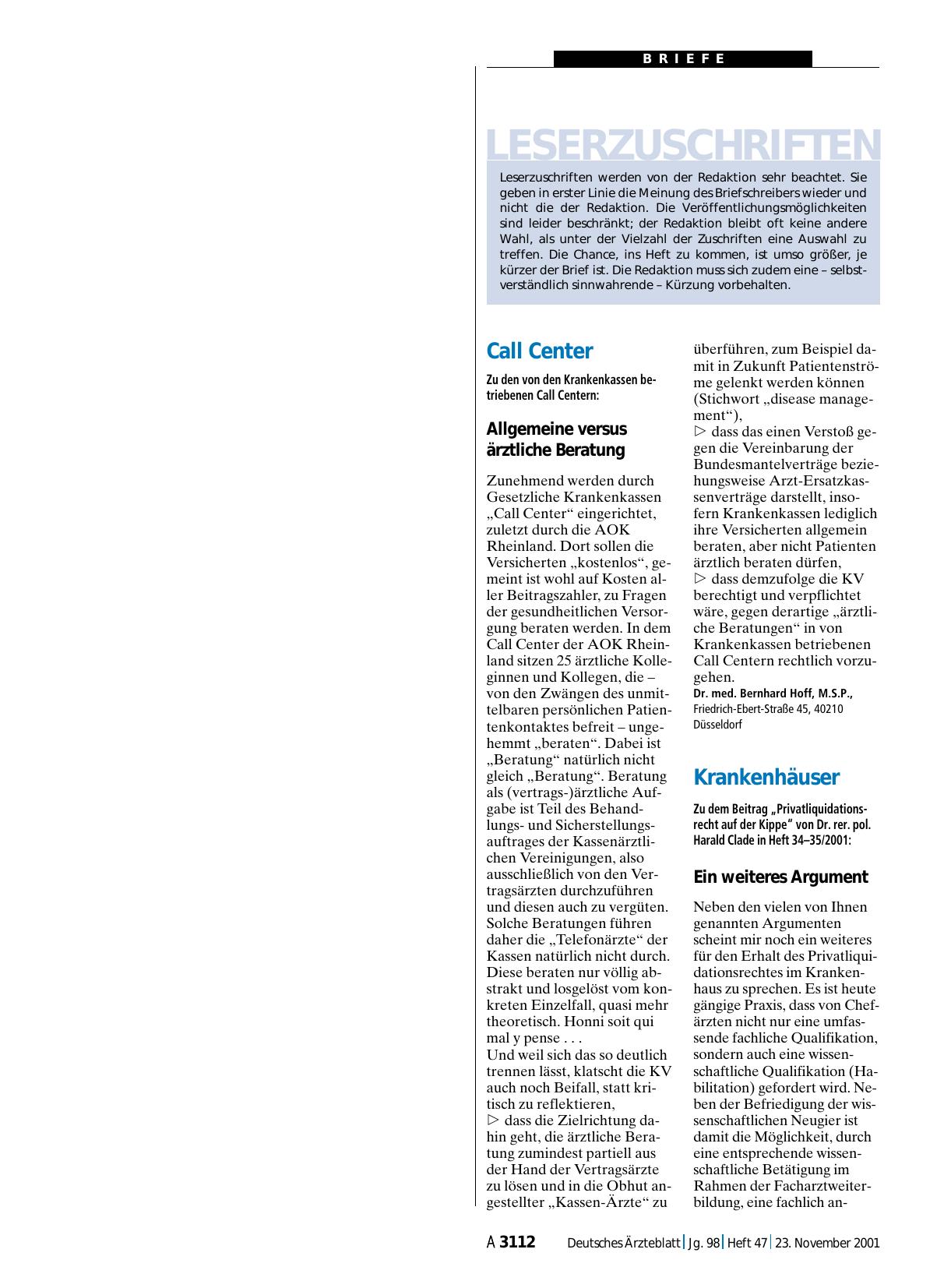 Vorschauseite 1: Krankenhäuser: Ein weiteres Argument