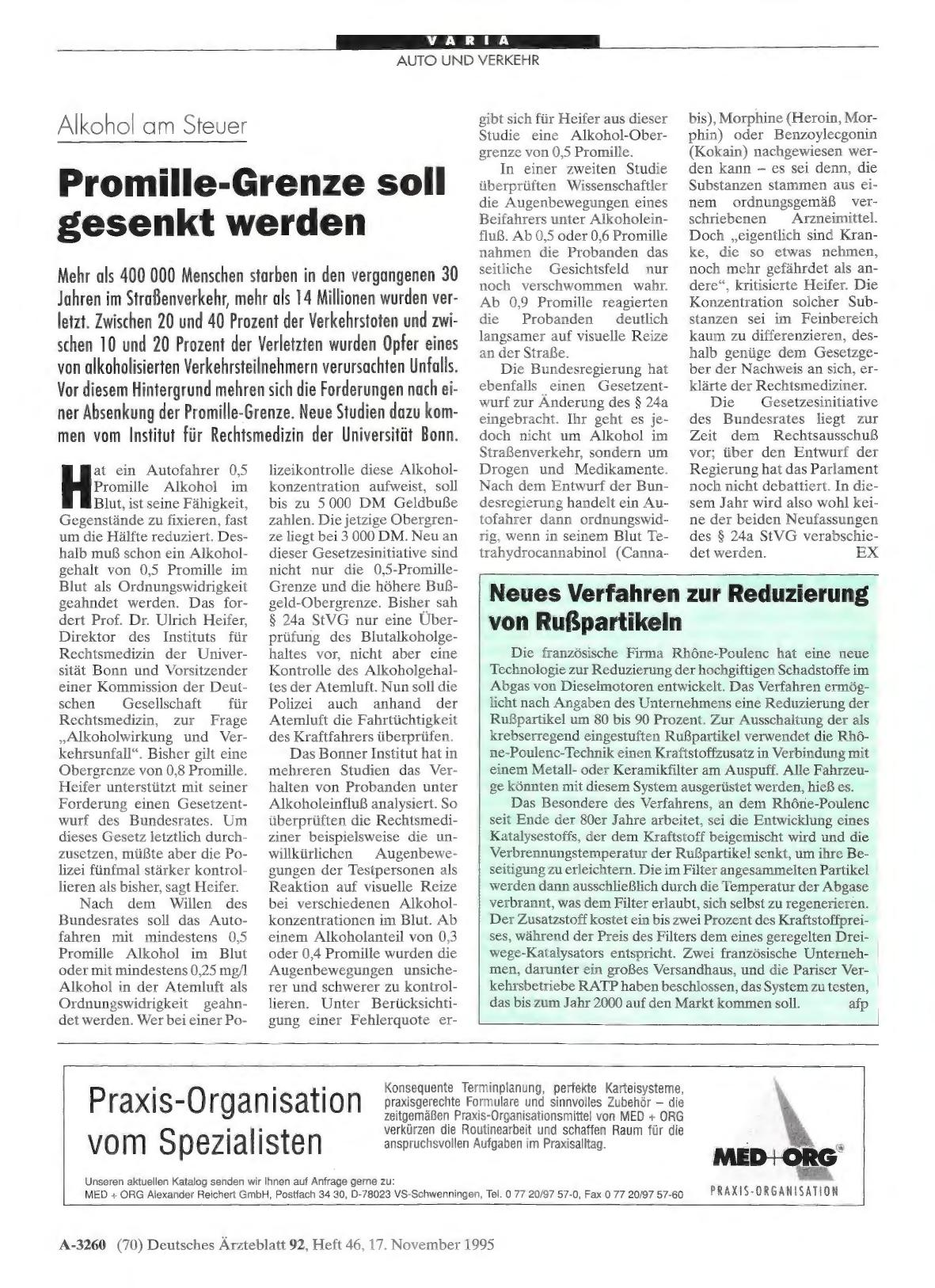 Vorschauseite 1: Alkoho am Steuer: Promille-Grenze soll gesenkt werden