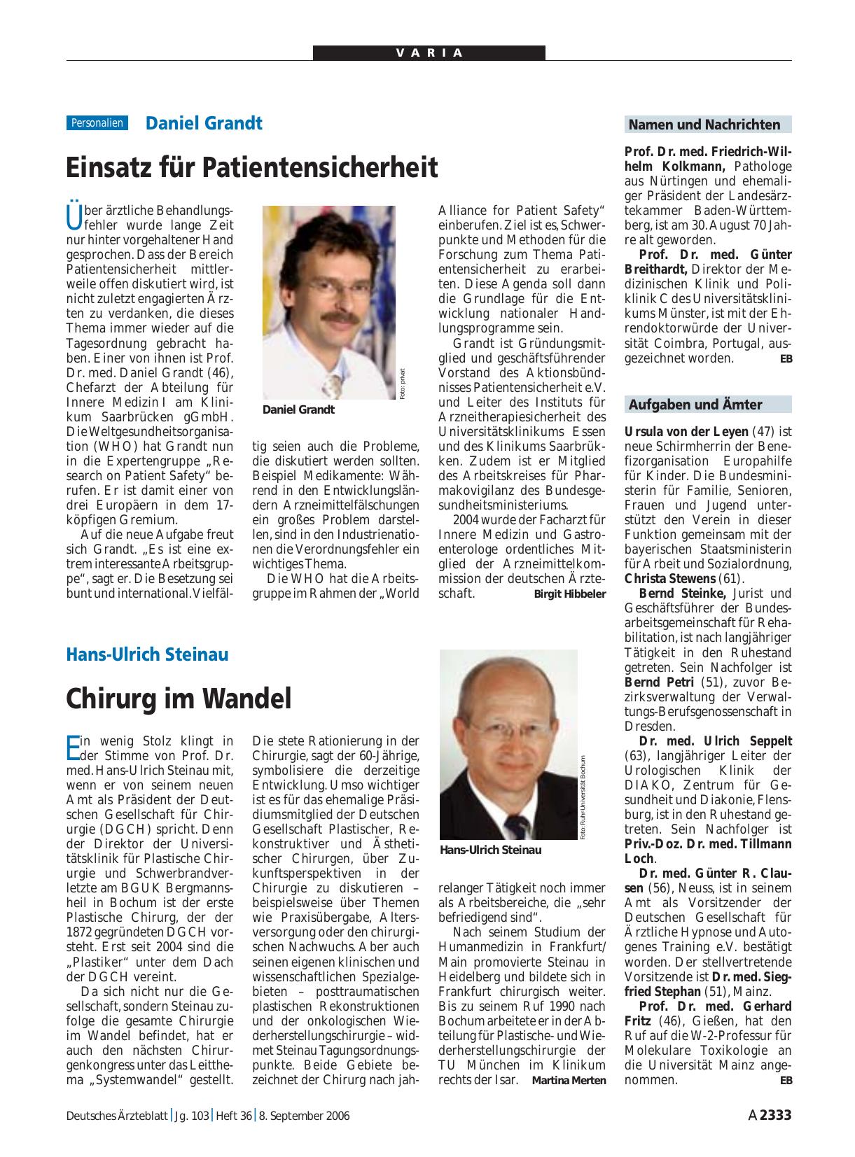 Vorschauseite 1: Namen und Nachrichten