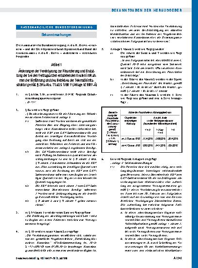 Vorschauseite 1: Artikel 1: Änderungen der Vereinbarung zur Finanzierung und Erstattung der bei den Vertragsärzten entstehenden Kosten im Rahmen der Einführung und des Betriebes der Telematikinfra…