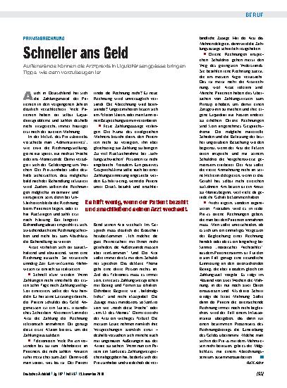 Vorschauseite 1: Privatabrechnung: Schneller ans Geld