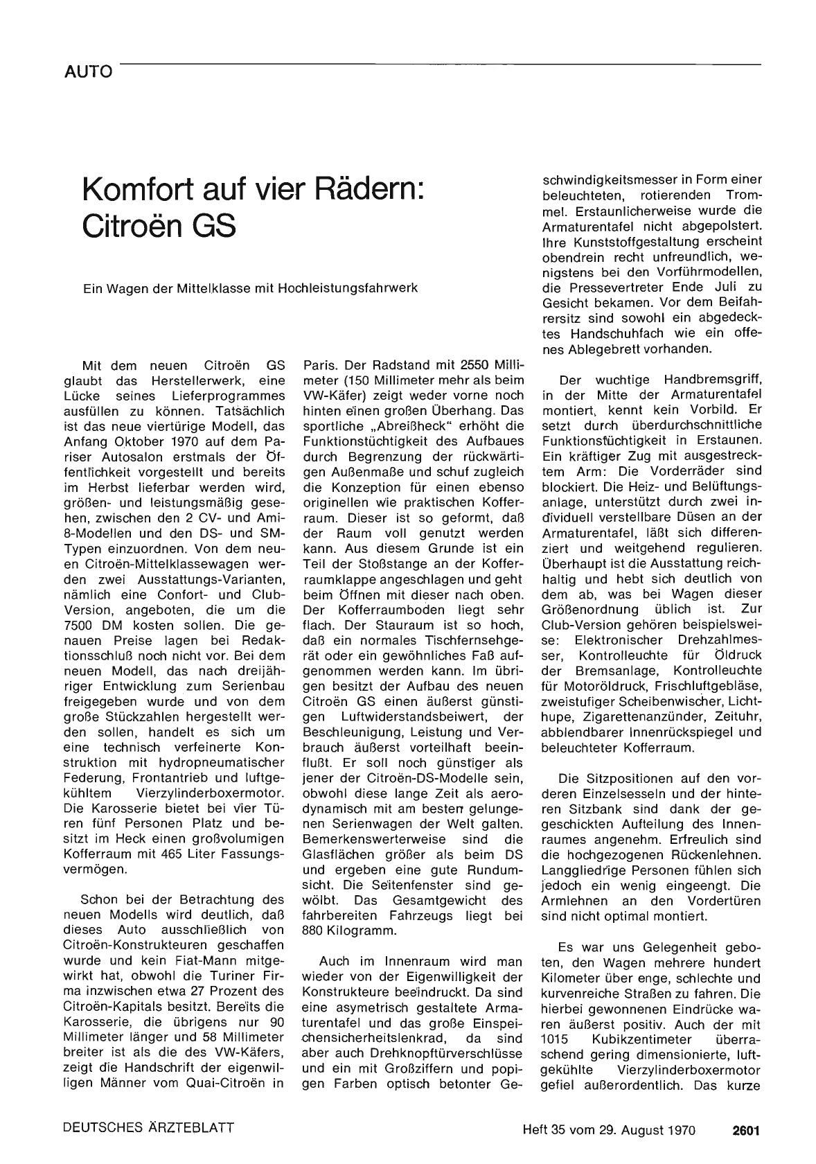 Vorschauseite 1: Komfort auf vier Rädern: Citroen GS