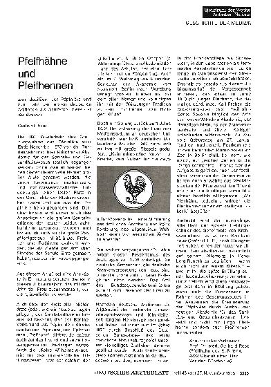 Vorschauseite 1: Pfeifhähne und Pfeifhennen: Zum Jubiläum der Pepiniöre und zum Jahr der ersten deutschen Ärztinnen als Sanitätsoffiziere der Bundeswehr