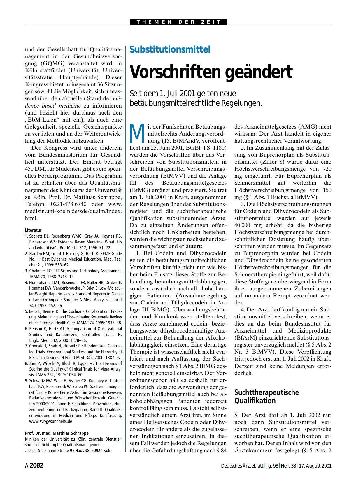 Vorschauseite 1: Substitutionsmittel: Vorschriften geändert