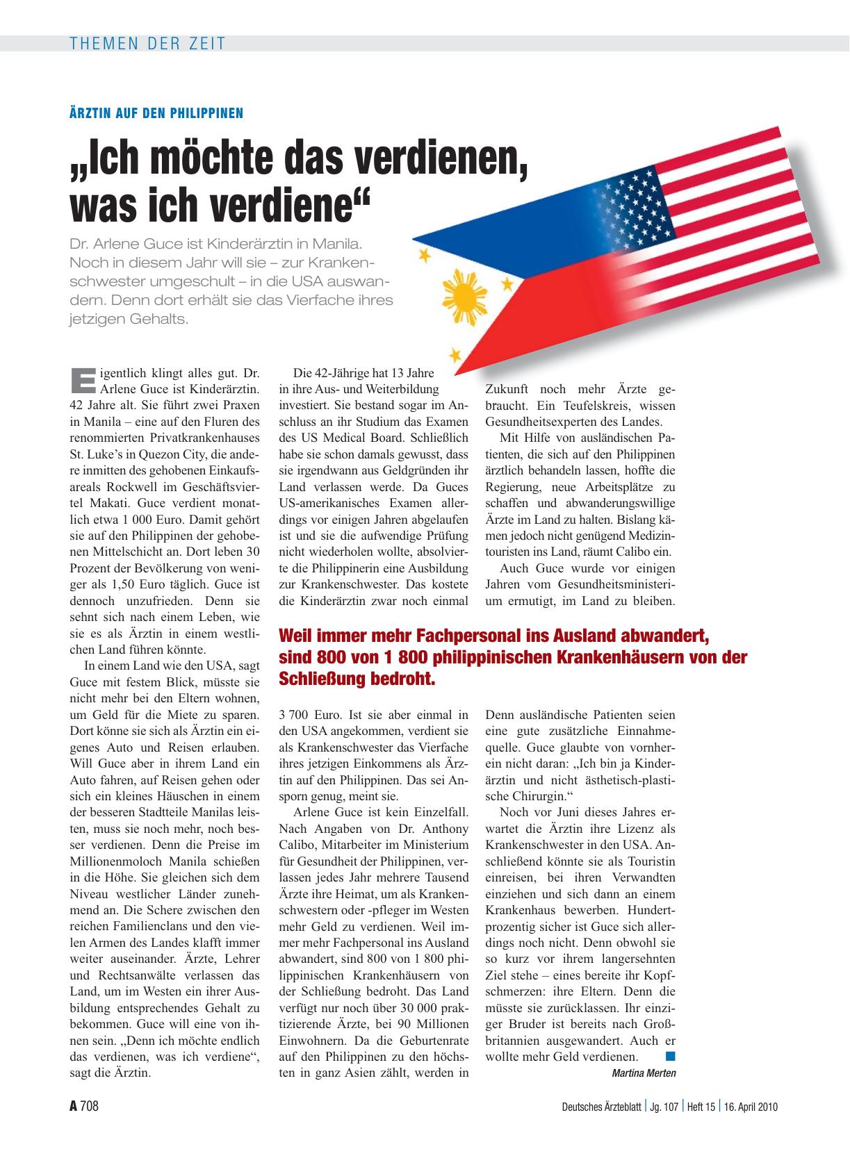 Vorschauseite 1: Ärztin auf den Philippinen: „Ich möchte das verdienen, was ich verdiene“