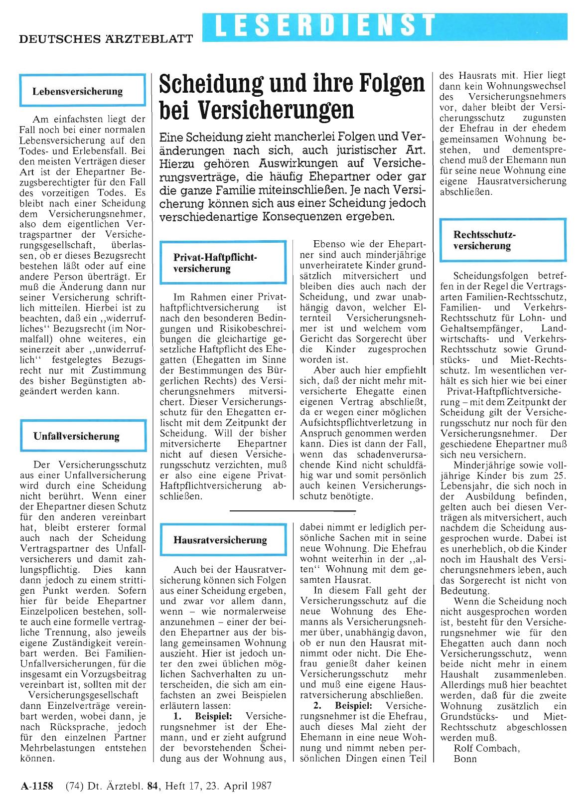 Vorschauseite 1: Scheidung und ihre Folgen bei Versicherungen