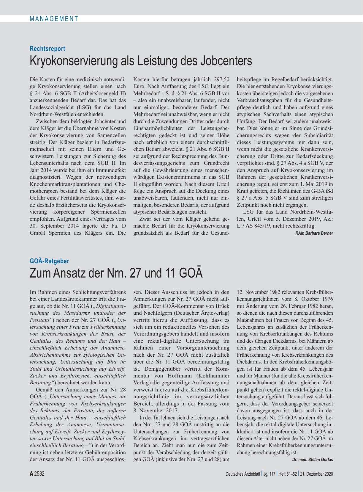 Vorschauseite 1: GOÄ-Ratgeber: Zum Ansatz der Nrn. 27 und 11 GOÄ
