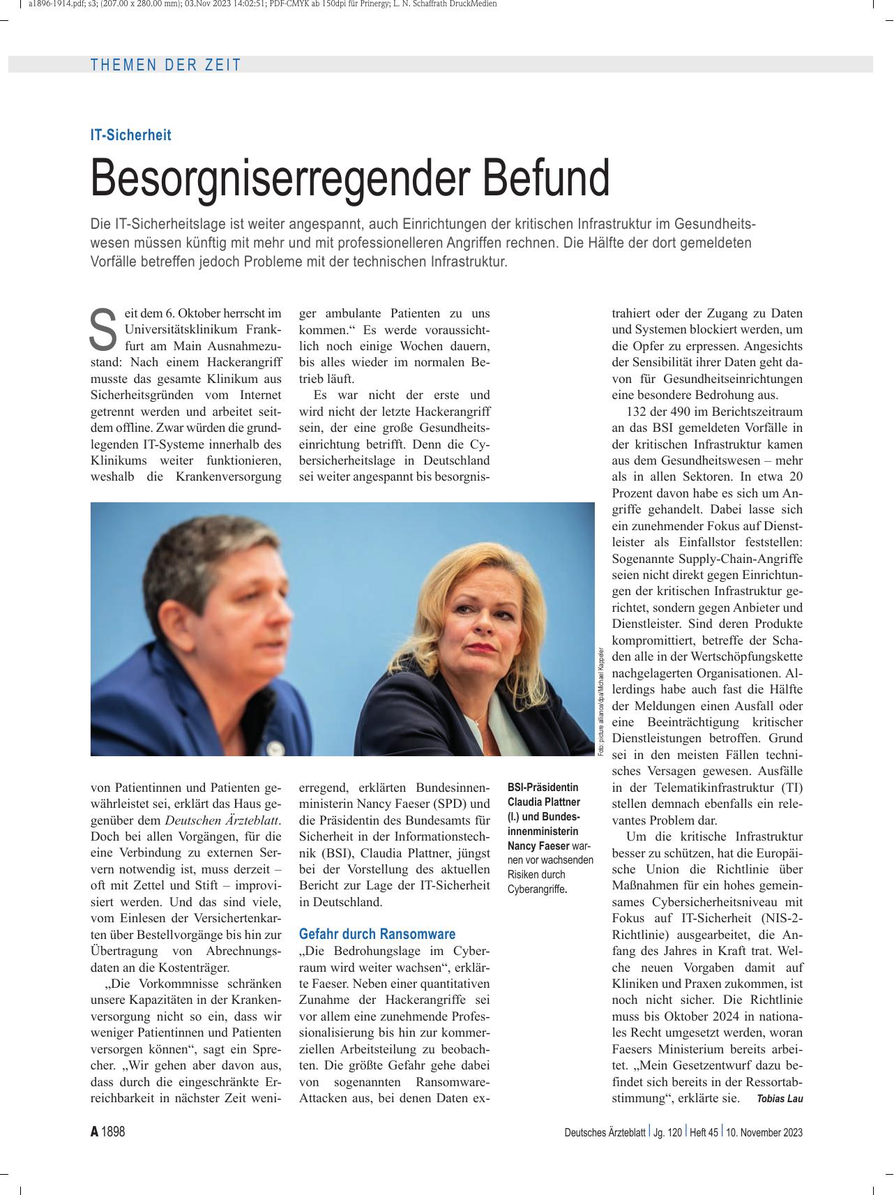 Vorschauseite 1: IT-Sicherheit: Besorgniserregender Befund