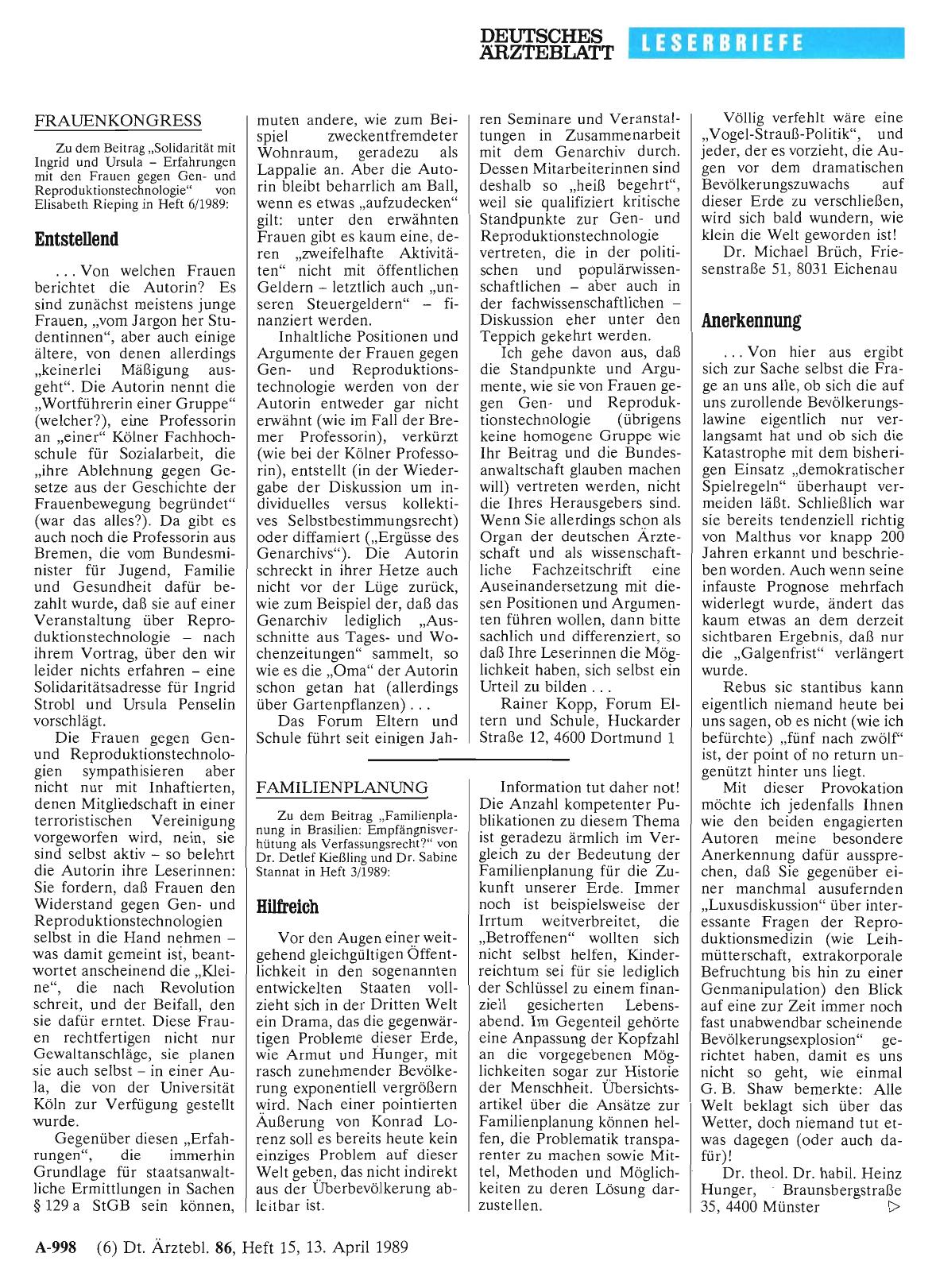 Vorschauseite 1: FRAUENKONGRESS: Entstellend
