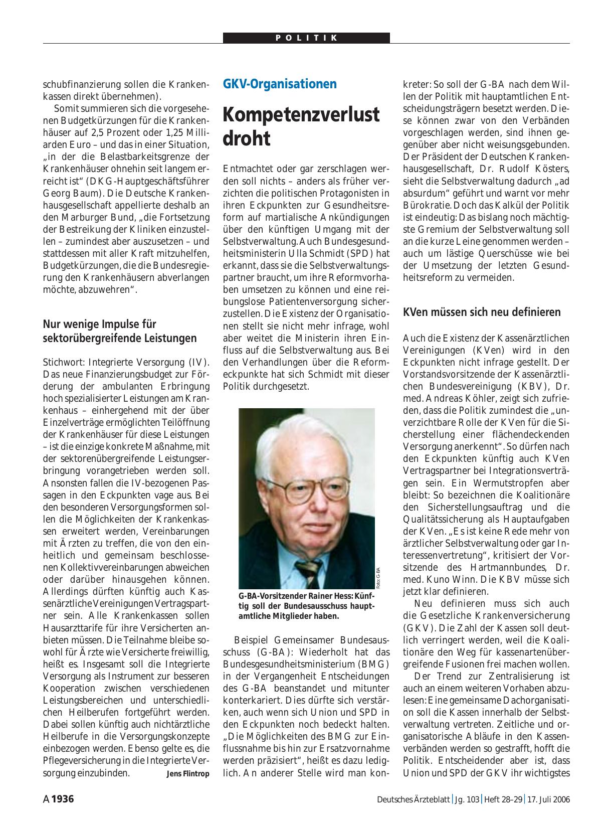 Vorschauseite 1: GKV-Organisationen: Kompetenzverlust droht