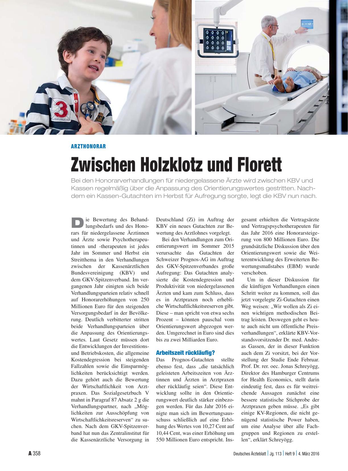 Vorschauseite 1: Arzthonorar: Zwischen Holzklotz und Florett