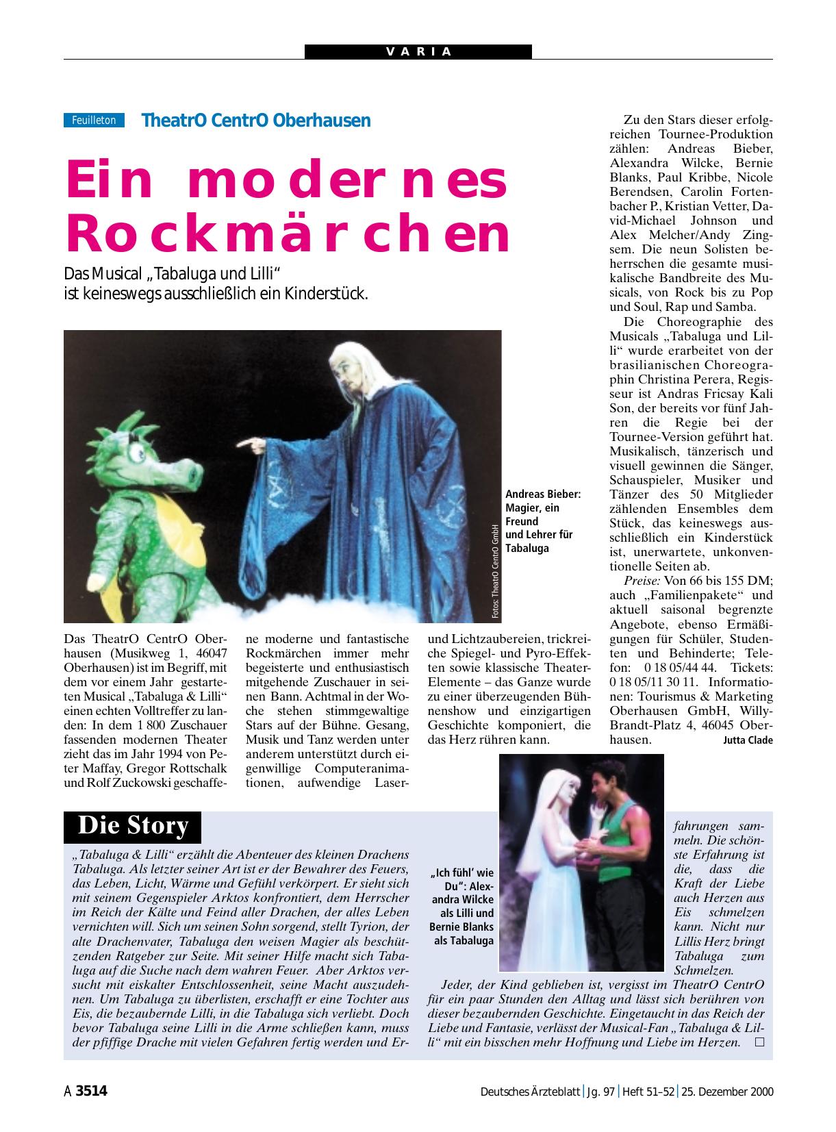 Vorschauseite 1: TheatrO CentrO Oberhausen: Ein modernes Rockmärchen