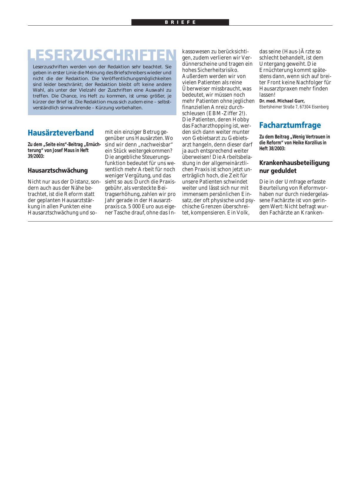 Vorschauseite 1: Hausärzteverband: Hausarztschwächung