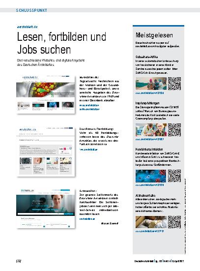 Vorschauseite 1: aerzteblatt.de: Lesen, fortbilden und Jobs suchen