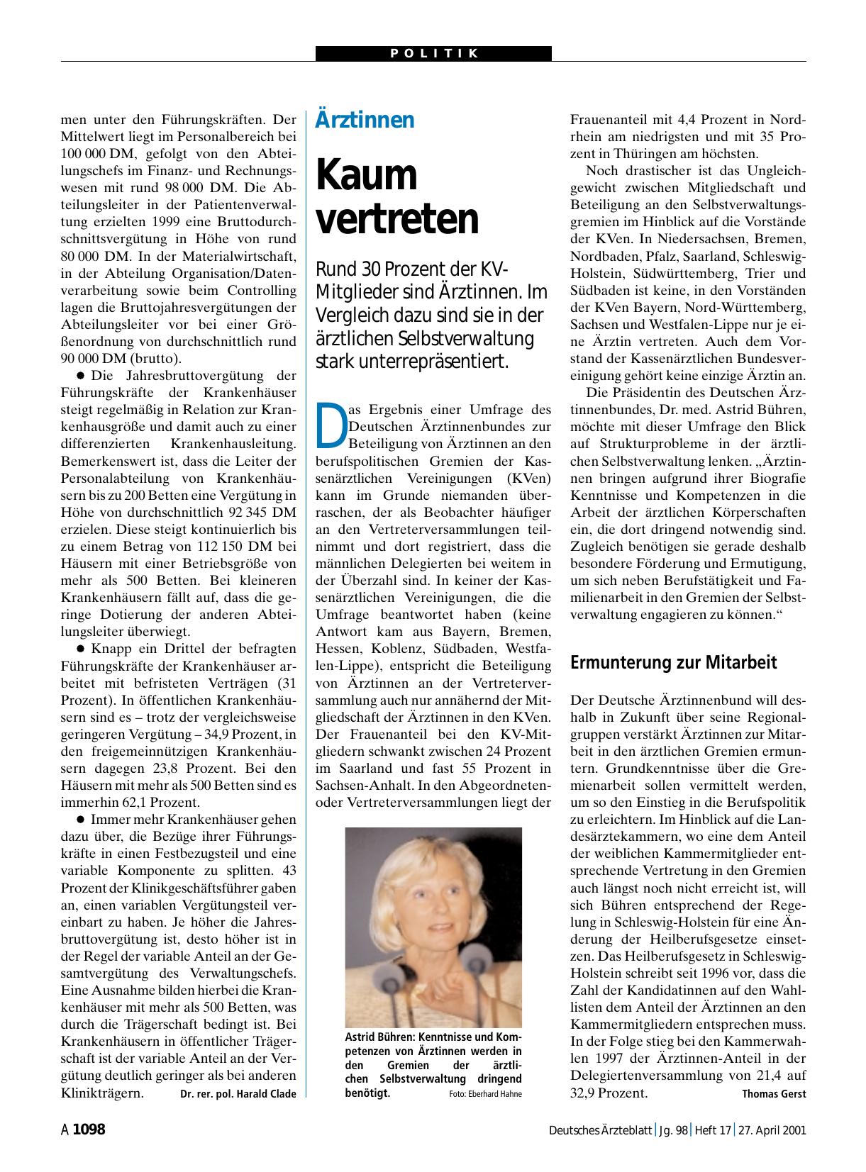 Vorschauseite 1: Ärztinnen: Kaum vertreten